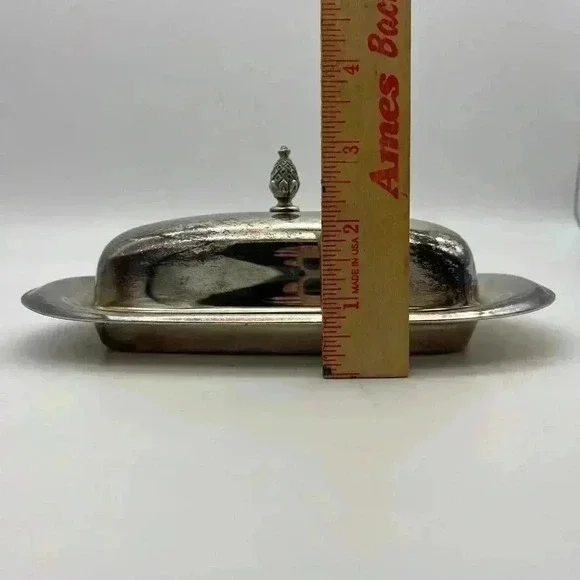 Vintage Silveplate, Butter Dish Elegant Patterned Pineapple Top, Glass insert - Picture 12 of 12